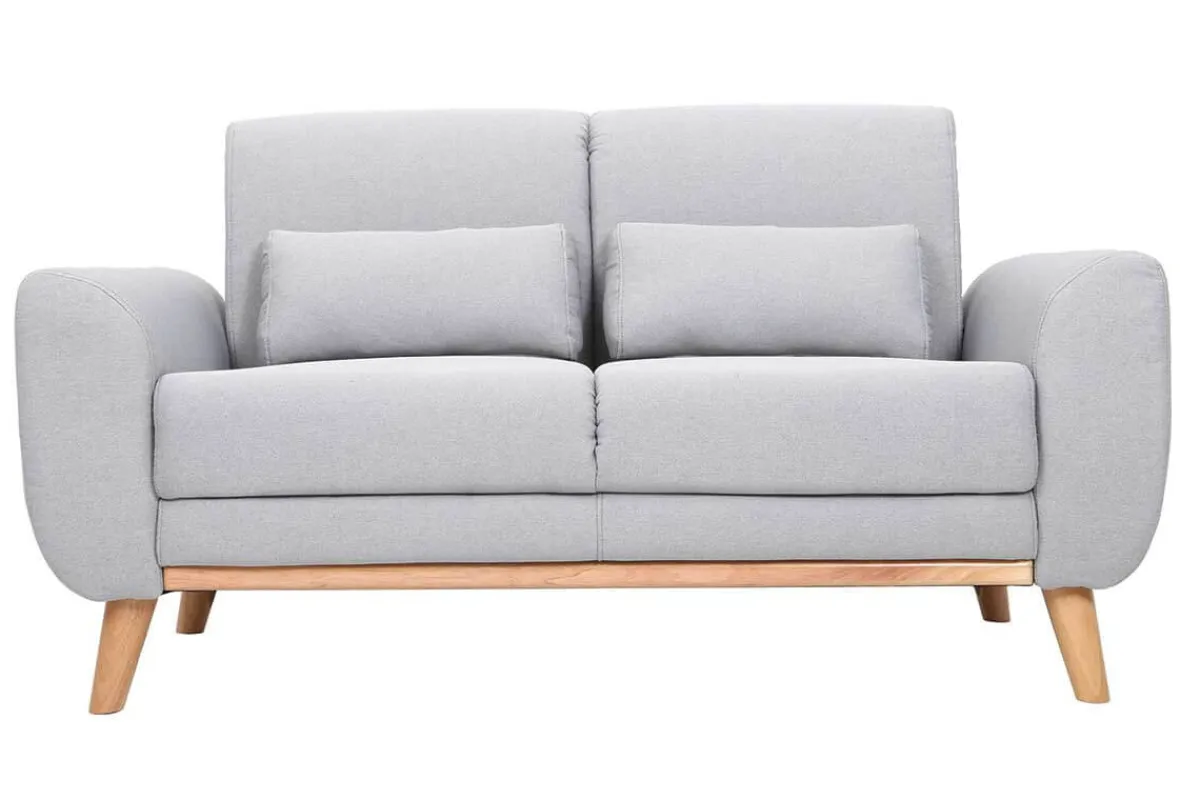 Miliboo Design-Sofa 2 Plätze Stoff Grau Eichenbeine EKTOR* Design-sofas