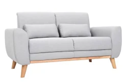 Miliboo Design-Sofa 2 Plätze Stoff Grau Eichenbeine EKTOR* Design-sofas