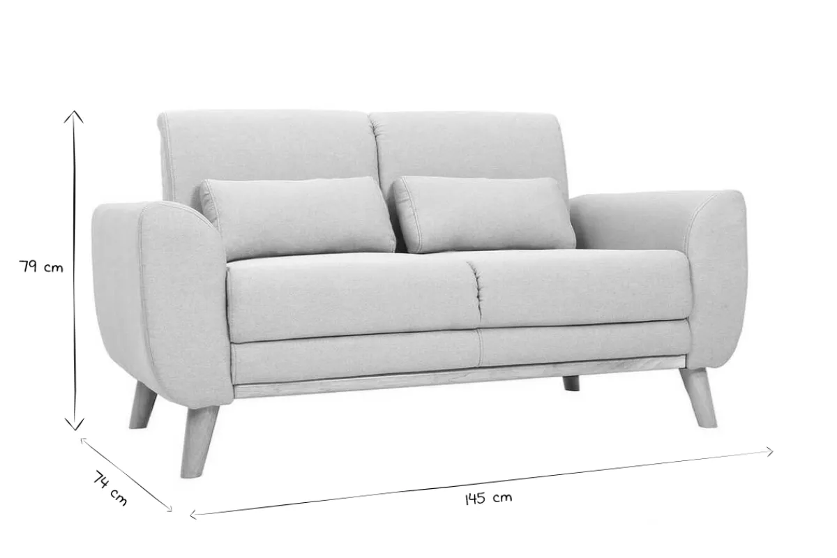 Miliboo Design-Sofa 2 Plätze Stoff Grau Eichenbeine EKTOR* Design-sofas
