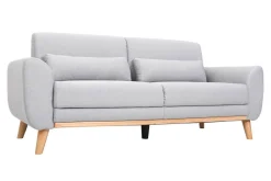 Miliboo Design-Sofa 3 Plätze Stoff Hellgrau Eichenbeine EKTOR* Design-sofas