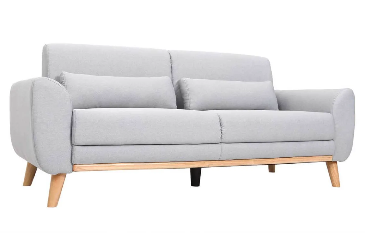 Miliboo Design-Sofa 3 Plätze Stoff Hellgrau Eichenbeine EKTOR* Design-sofas