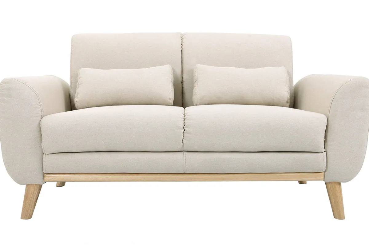 Miliboo Design-Sofa 2 Plätze Stoff naturfarben und Eichenbeine EKTOR* Design-sofas