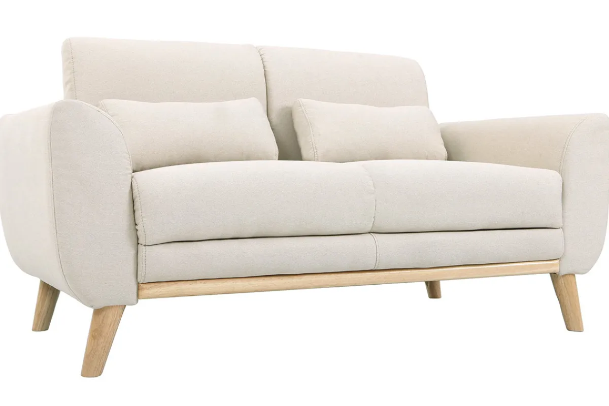 Miliboo Design-Sofa 2 Plätze Stoff naturfarben und Eichenbeine EKTOR* Design-sofas