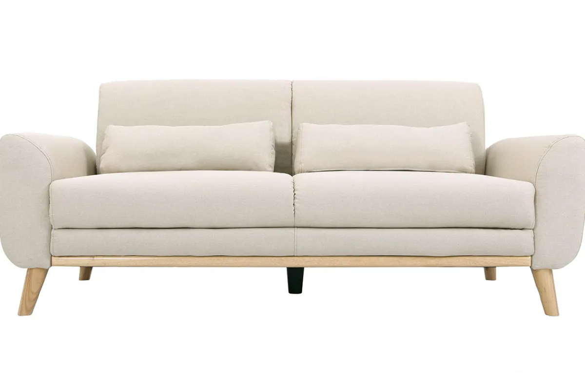 Miliboo Design-Sofa 3 Plätze Stoff naturfarben Eichenbeine EKTOR* Design-sofas
