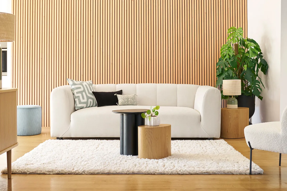Miliboo Design-Sofa aus hellbeigem Stoff 4-Sitzer OLIVEIRO* Design-sofas