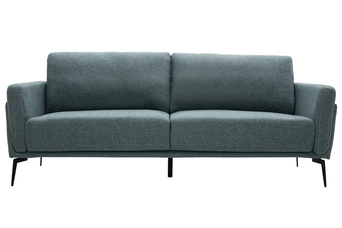 Miliboo Design-Sofa im graugrünen Samtdesign mit schwarzem Metallfuß 3-Sitzer MOSCO* Design-sofas