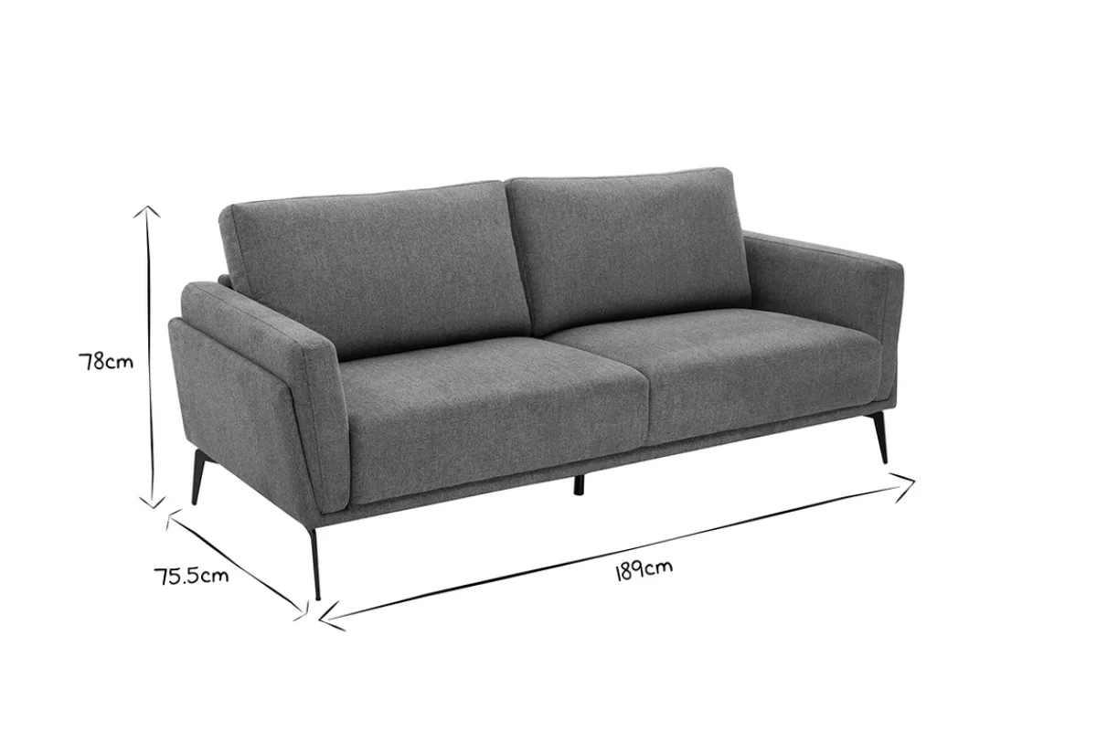 Miliboo Design-Sofa im graugrünen Samtdesign mit schwarzem Metallfuß 3-Sitzer MOSCO* Design-sofas