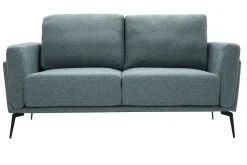 Miliboo Design-Sofa im grüngrauem Samtdesign mit schwarzem Metallfuß 2-Sitzer MOSCO* Design-sofas