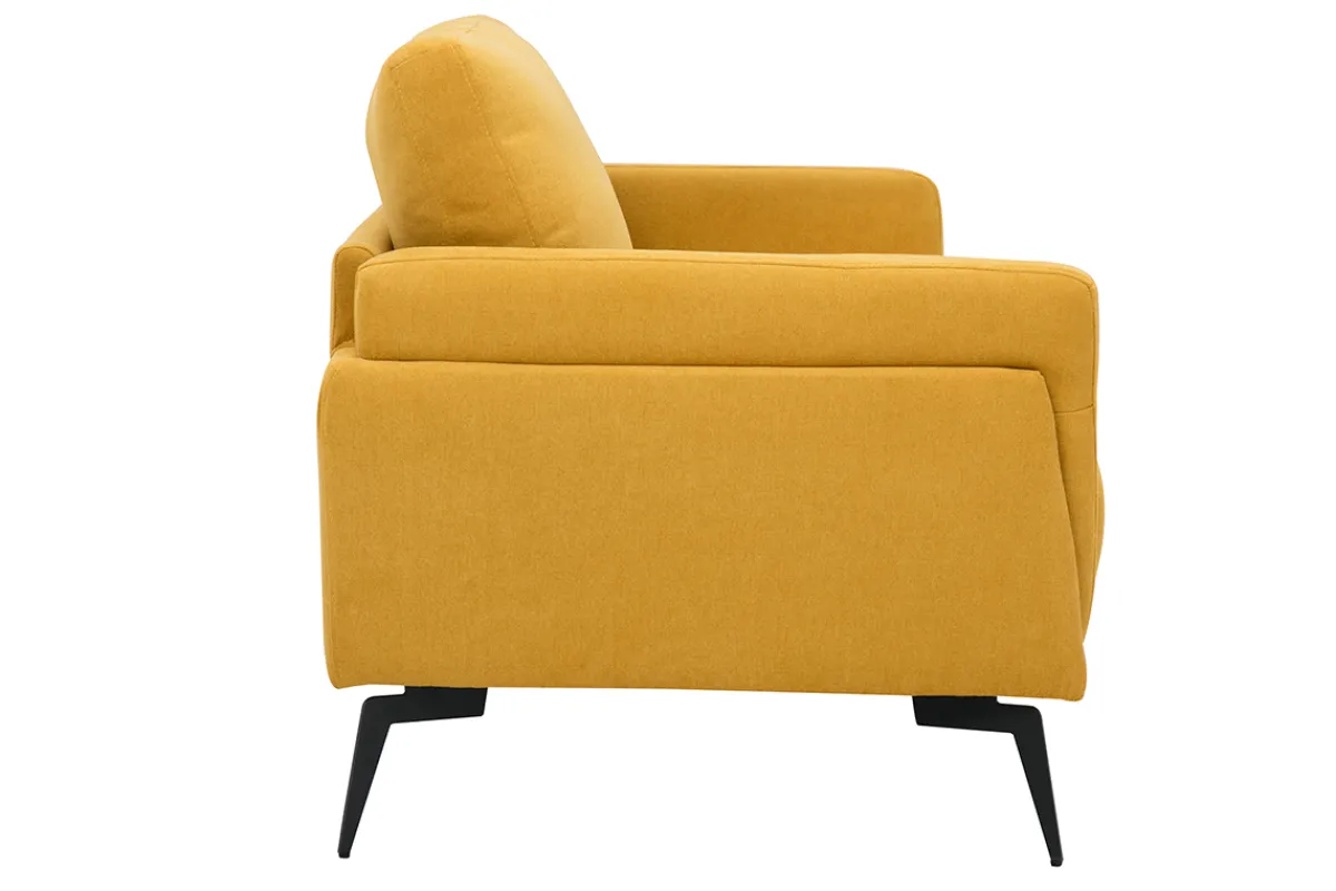 Miliboo Design-Sofa im senfgelbem Samtdesign mit schwarzem Metallfuß 2-Sitzer MOSCO* Design-sofas
