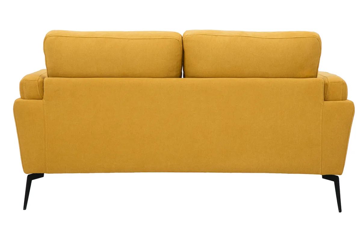 Miliboo Design-Sofa im senfgelbem Samtdesign mit schwarzem Metallfuß 2-Sitzer MOSCO* Design-sofas