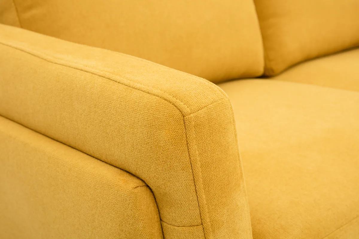 Miliboo Design-Sofa im senfgelbem Samtdesign mit schwarzem Metallfuß 2-Sitzer MOSCO* Design-sofas