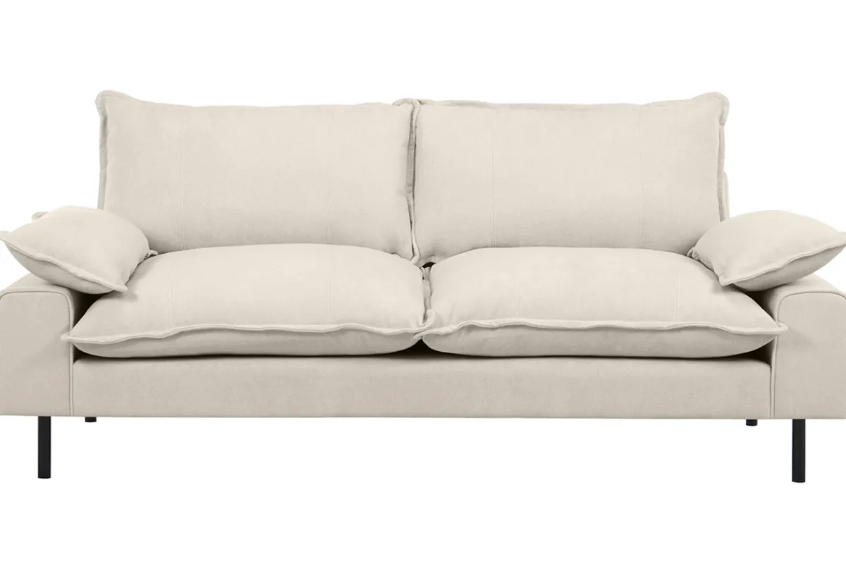 Miliboo Design-Sofa mit beigem Stoff im Samtdesign und schwarzem Metall 3-Sitzer DORY* Design-sofas
