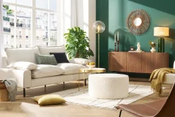 Miliboo Design-Sofa mit beigem Stoff im Samtdesign und schwarzem Metall 3-Sitzer DORY* Design-sofas