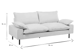 Miliboo Design-Sofa mit beigem Stoff im Samtdesign und schwarzem Metall 3-Sitzer DORY* Design-sofas