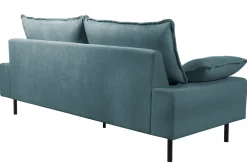 Miliboo Design-Sofa mit blaugrauem Stoff im Samtdesign und schwarzem Metall 3-Sitzer DORY* Design-sofas