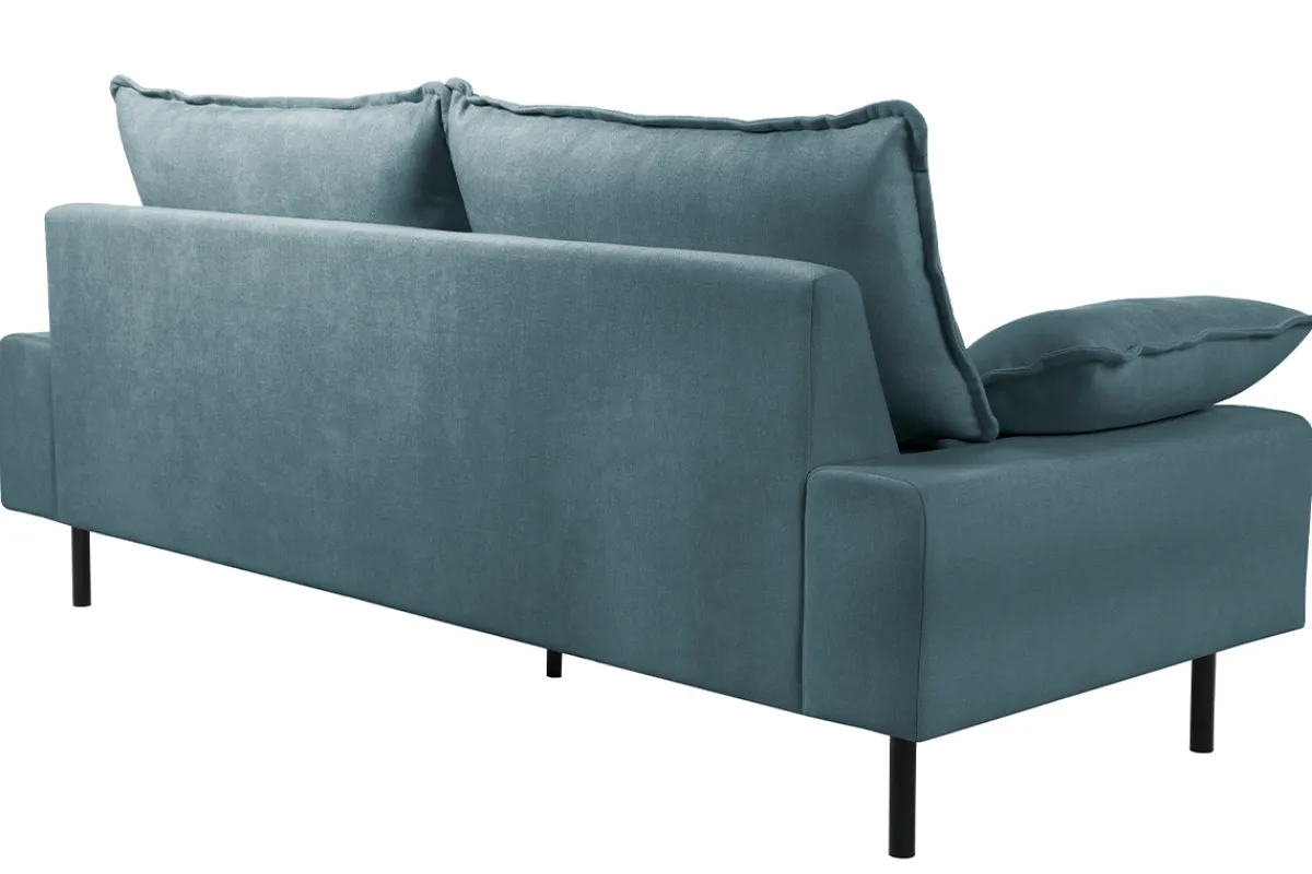 Miliboo Design-Sofa mit blaugrauem Stoff im Samtdesign und schwarzem Metall 3-Sitzer DORY* Design-sofas