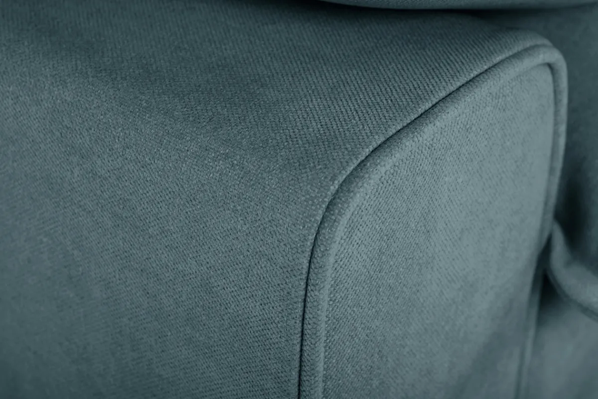 Miliboo Design-Sofa mit blaugrauem Stoff im Samtdesign und schwarzem Metall 3-Sitzer DORY* Design-sofas