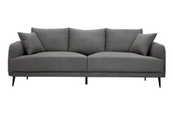 Miliboo Design-Sofa mit grauem Stoff im Samtdesign und schwarzem Metall 3-Sitzer JERRY* Design-sofas
