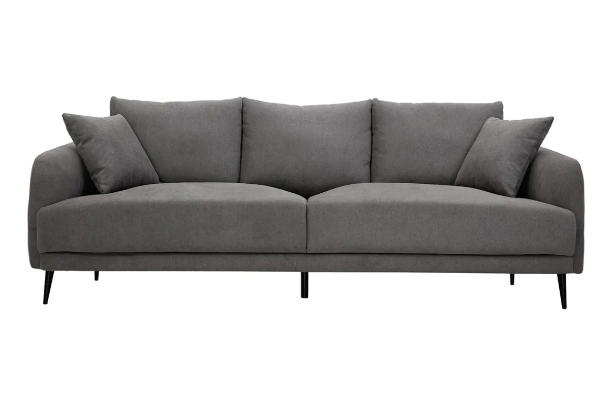 Miliboo Design-Sofa mit grauem Stoff im Samtdesign und schwarzem Metall 3-Sitzer JERRY* Design-sofas