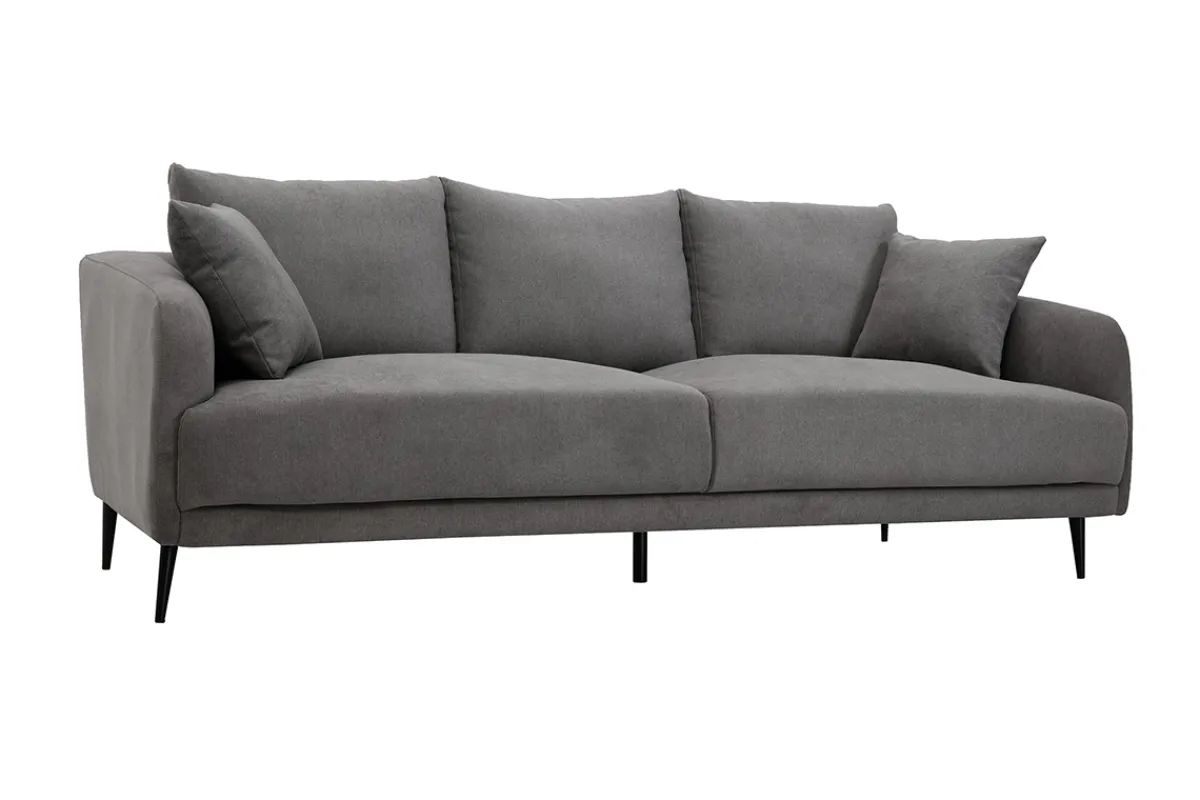 Miliboo Design-Sofa mit grauem Stoff im Samtdesign und schwarzem Metall 3-Sitzer JERRY* Design-sofas