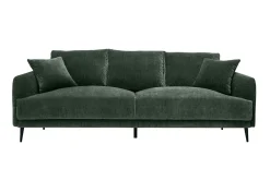 Miliboo Design-Sofa mit khakifarbenem Stoff im Samtdesign und schwarzem Metall 3-Sitzer JERRY* Design-sofas