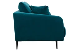 Miliboo Design-Sofa mit petrolblauem Stoff im Samtdesign und schwarzem Metall 3-Sitzer JERRY* Design-sofas