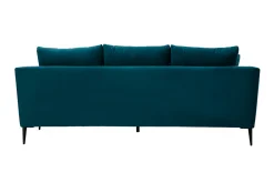 Miliboo Design-Sofa mit petrolblauem Stoff im Samtdesign und schwarzem Metall 3-Sitzer JERRY* Design-sofas