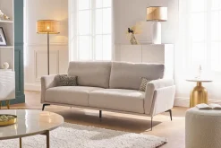 Miliboo Design-Sofa mit Stoff im Samtdesign Beige 3-Sitzer MOSCO* Design-sofas
