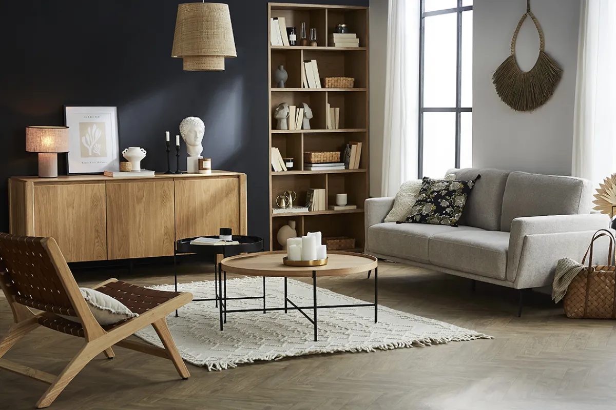 Miliboo Design-Sofa mit Stoff im Samtdesign Grau 3-Sitzer MOSCO* Design-sofas