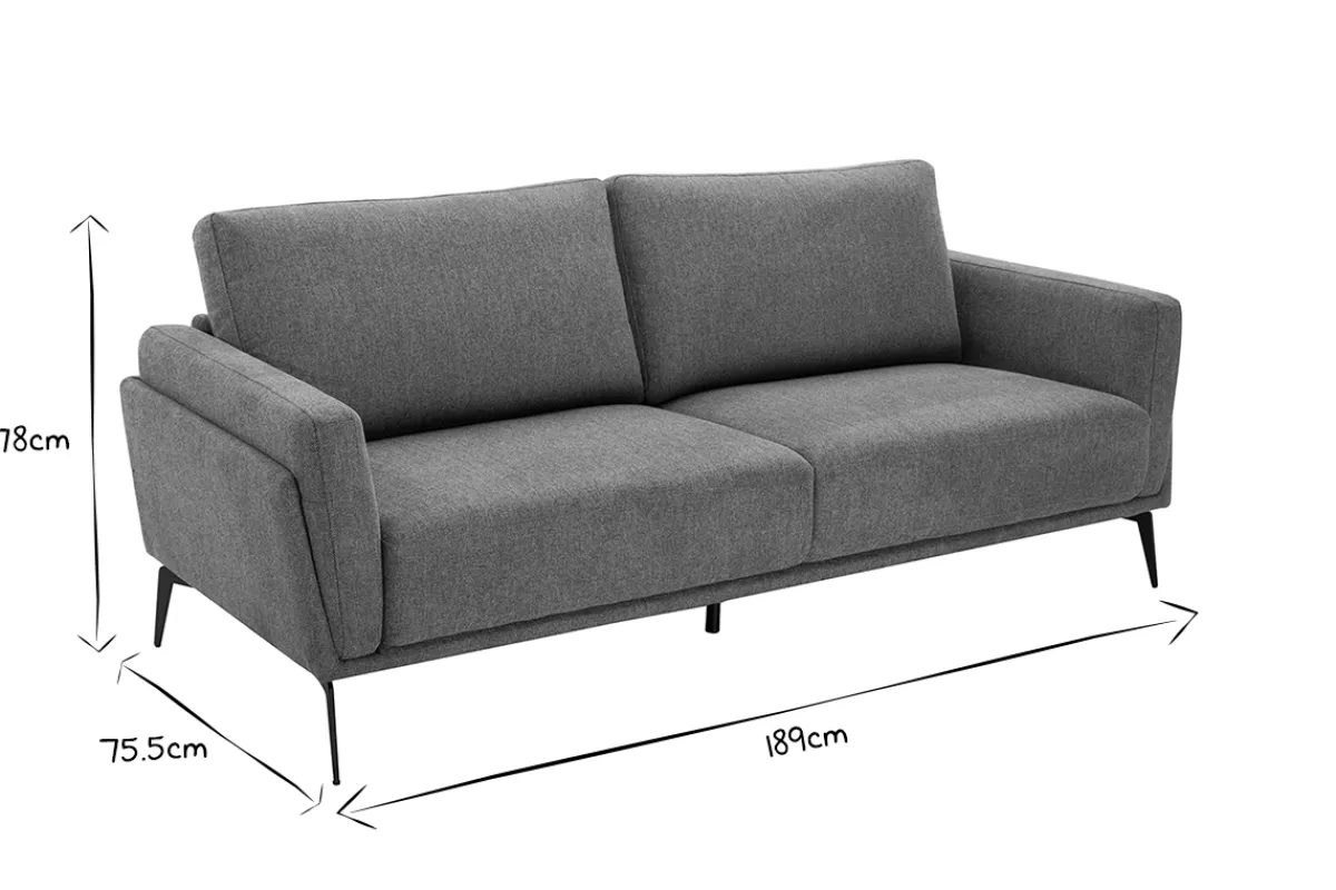 Miliboo Design-Sofa mit Stoff im Samtdesign Grau 3-Sitzer MOSCO* Design-sofas