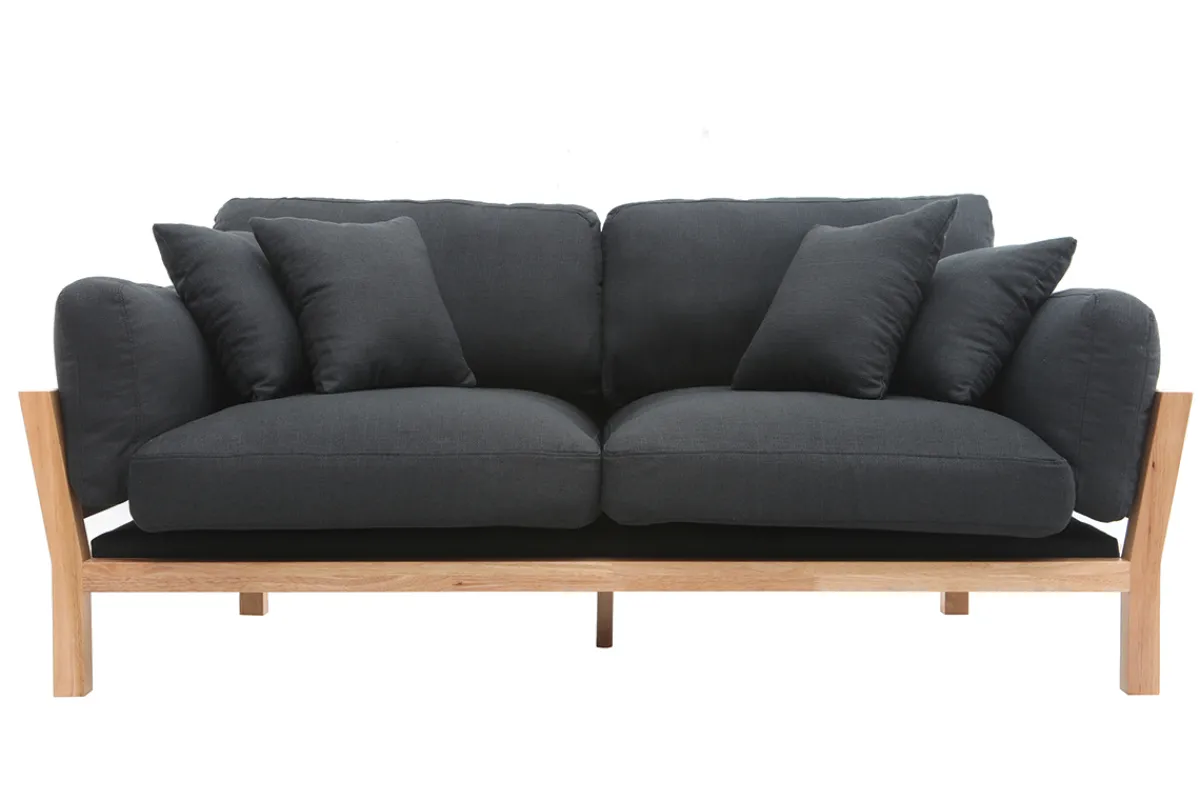 Miliboo Design-Sofa 3-Sitzer abziehbarer, anthrazitgrauer Stoff YNOK* Design-sofas