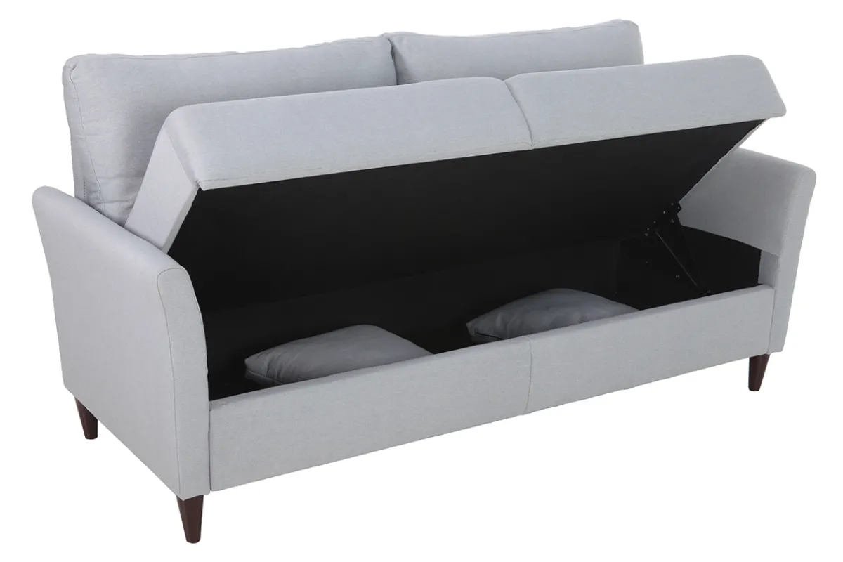 Miliboo Design-Sofa 3-Sitzer aus hellgrauem Stoff mit Stauraum MEDLEY* Design-sofas