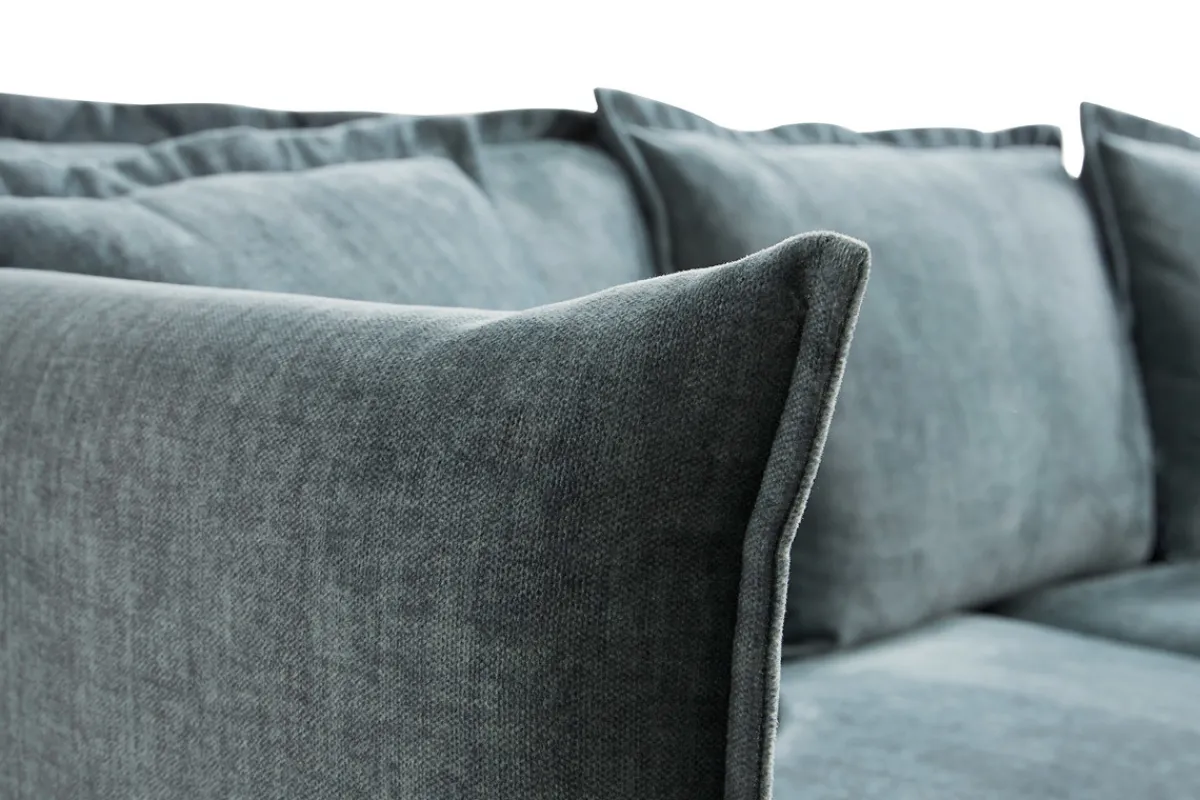 Miliboo Design-Sofa 3/4-Sitzer in blaugrauem Veloursstoff und schwarzem Metall ALMAR* Design-sofas