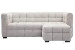 Miliboo Design-Sofa 3-Sitzer mit Fußstütze aus beigem Stoff im Samtdesign CORTO* Design-sofas