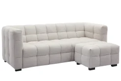 Miliboo Design-Sofa 3-Sitzer mit Fußstütze aus beigem Stoff im Samtdesign CORTO* Design-sofas