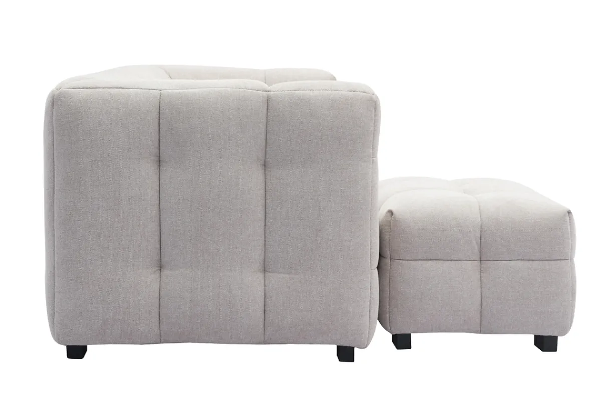 Miliboo Design-Sofa 3-Sitzer mit Fußstütze aus beigem Stoff im Samtdesign CORTO* Design-sofas