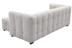 Miliboo Design-Sofa 3-Sitzer mit Fußstütze aus beigem Stoff im Samtdesign CORTO* Design-sofas