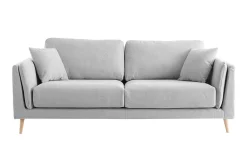 Miliboo Design-Sofa VOGUE drei Sitze aus hellgrauem Samt* Design-sofas