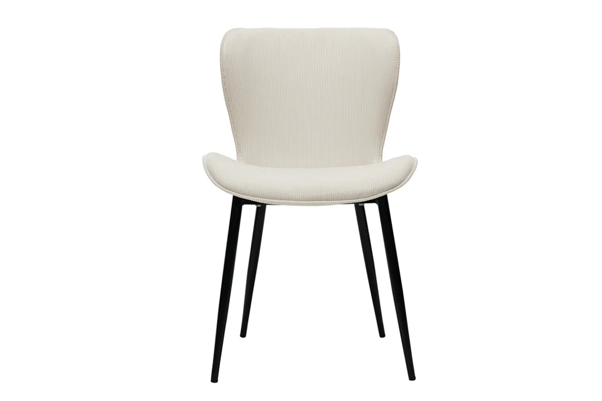 Miliboo Design-Stühle aus beigem Cord mit Samteffekt und schwarzen Metallbeinen (2er-Set) ADDICT* Design-stühle