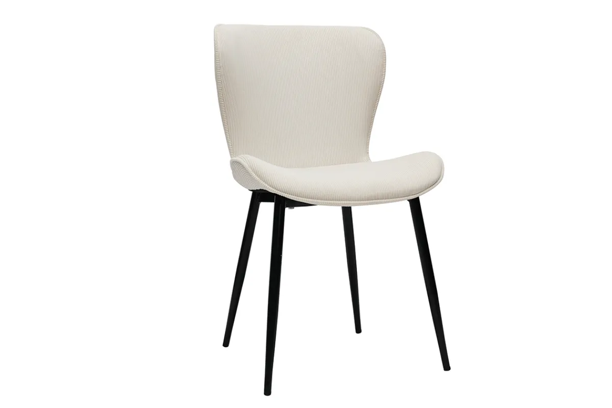 Miliboo Design-Stühle aus beigem Cord mit Samteffekt und schwarzen Metallbeinen (2er-Set) ADDICT* Design-stühle