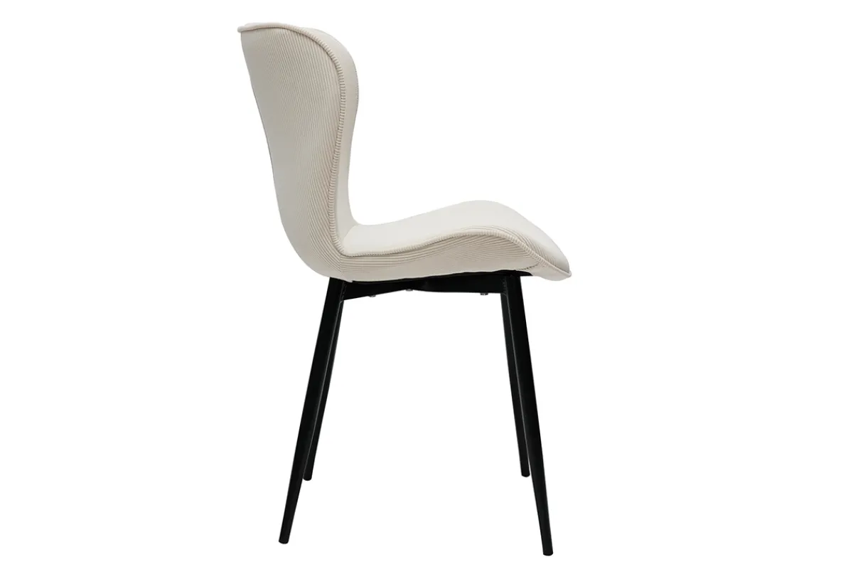 Miliboo Design-Stühle aus beigem Cord mit Samteffekt und schwarzen Metallbeinen (2er-Set) ADDICT* Design-stühle