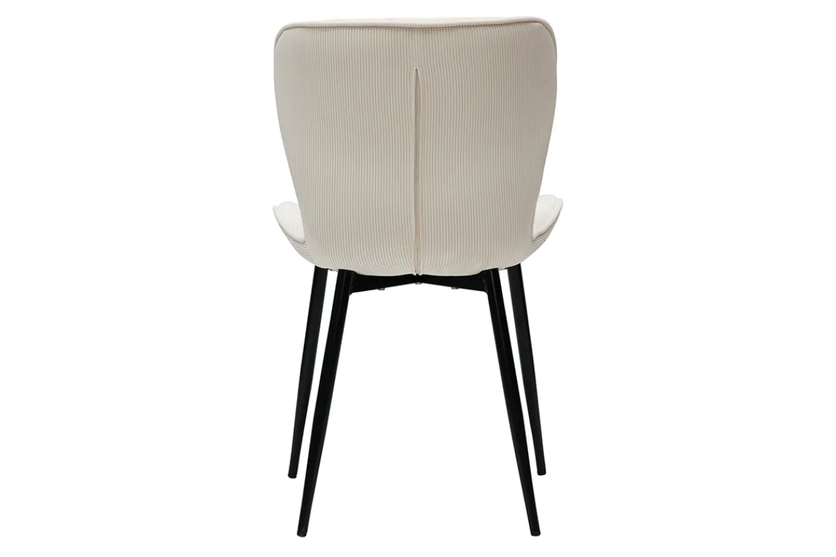 Miliboo Design-Stühle aus beigem Cord mit Samteffekt und schwarzen Metallbeinen (2er-Set) ADDICT* Design-stühle