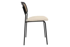 Miliboo Designstühle aus beigem Textur-Veloursstoff, schwarzem Metall und Rattan-Geflecht (2er-Set) MIRANDA* Design-stühle