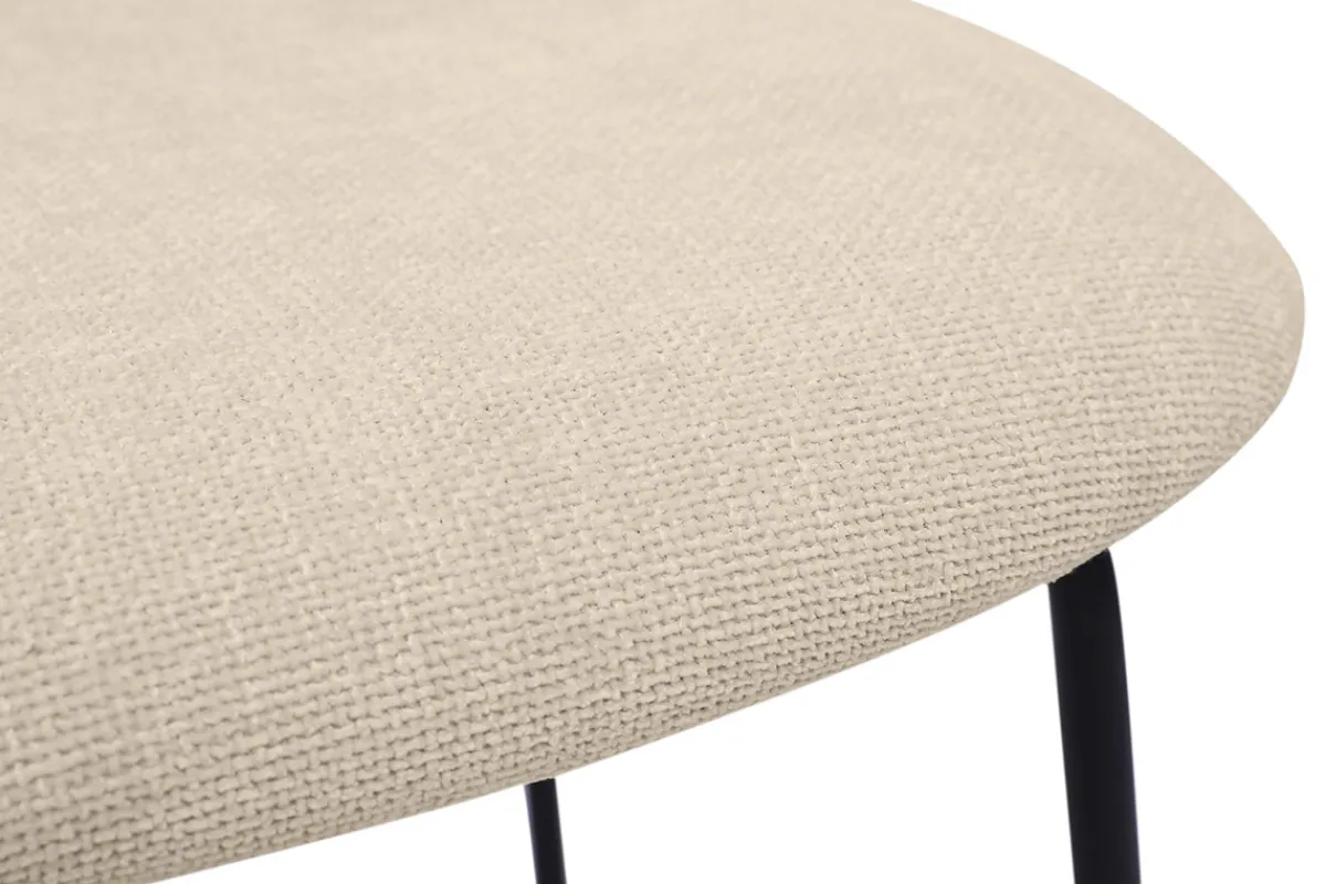 Miliboo Designstühle aus beigem Textur-Veloursstoff, schwarzem Metall und Rattan-Geflecht (2er-Set) MIRANDA* Design-stühle