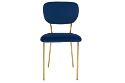 Miliboo Design-Stühle aus blauem Samt und vergoldetem Metallgestell - 2er-Satz LEPIDUS* Design-stühle