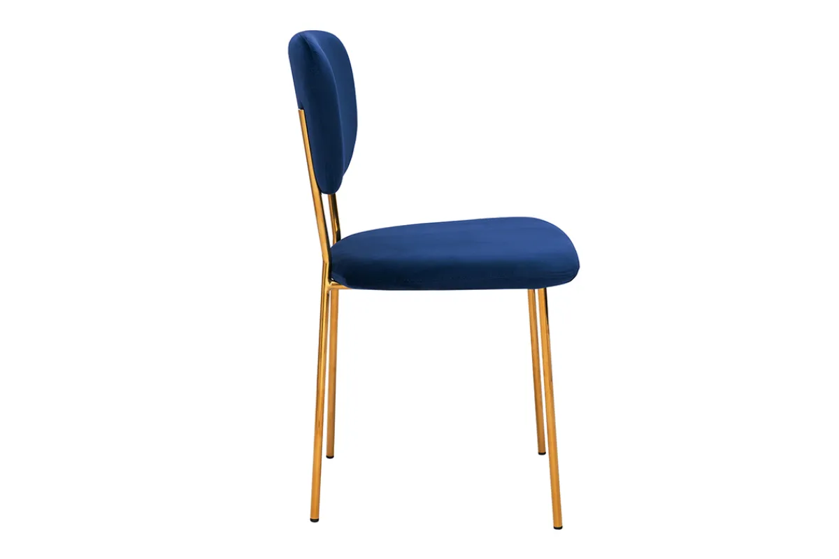 Miliboo Design-Stühle aus blauem Samt und vergoldetem Metallgestell - 2er-Satz LEPIDUS* Design-stühle