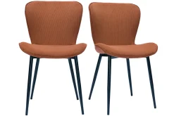 Miliboo Design-Stühle aus Cordstoff in Terracotta und schwarzem Metall (2er-Set) ADDICT* Design-stühle