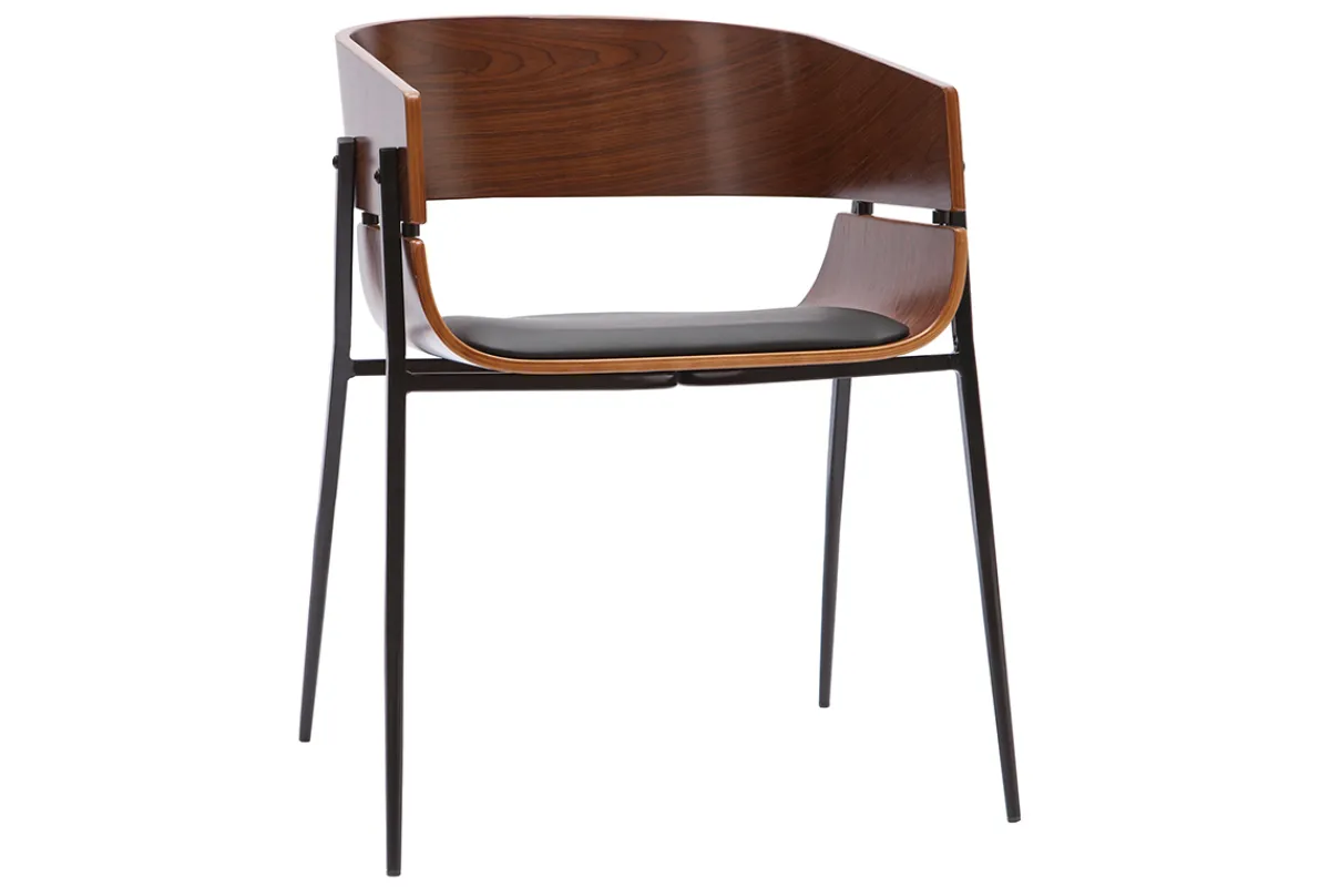 Miliboo Design-Stühle aus dunklem Holz und schwarzem Metall (2er-Set) WESS* Design-stühle