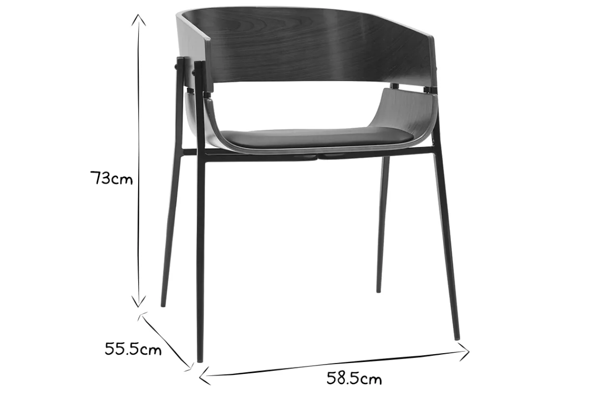 Miliboo Design-Stühle aus dunklem Holz und schwarzem Metall (2er-Set) WESS* Design-stühle