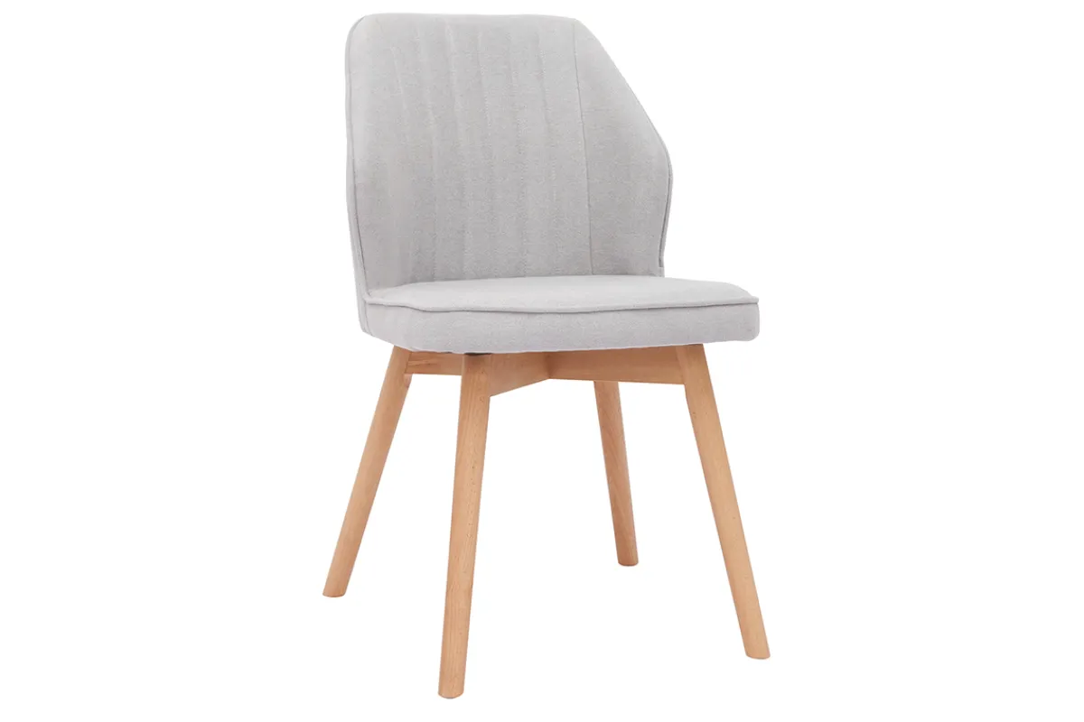 Miliboo Design-Stühle aus grauem Stoff mit Samteffekt und Füße aus Holz (2er-Set) FANETTE* Design-stühle